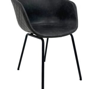Sillón MISSOURI, metal, similpiel negra