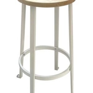 Taburete TIMOR, acero, madera, blanco