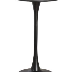 Mesa TUL, alta, metal, negra, tapa negra de 60 cms de diámetro
