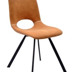 Silla ANTIBES NEW, metal, similpiel marrón claro