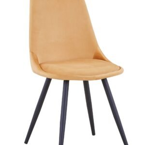 Silla OLD BLACK NEW, patas metálicas, terciopelo amarillo mostaza 42