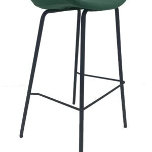 Taburete KIEL, metal, tapizado tejido verde