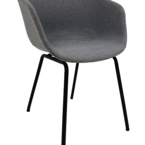 Sillón KIEL, metal, tapizado tejido gris claro