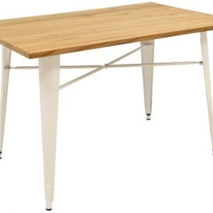 Mesa TOL, acero, blanca, madera, 160x80 cms
