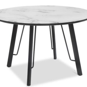 Mesa BIAGIO, metal, tapa DM imitación mármol, 120 cms de diámetro