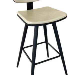 Taburete FASHION, metal, tapizado similpiel beige vintage
