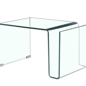 Mesa ATLANTIS (SU), baja, cristal curvado transparente, 42 x 38 cms.