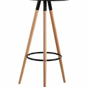 Mesa OTILIA NEW, alta, madera, tapa negra de 60 cms de diámetro