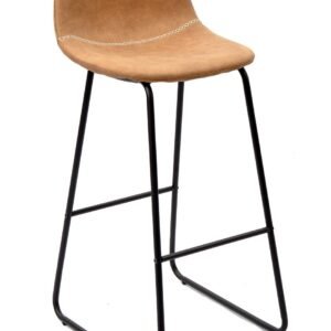 Taburete MOSS NEW, metal, similpiel marrón claro