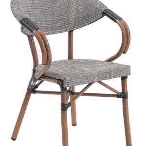 Sillón NERJA, apilable, aluminio, teslin gris bronce