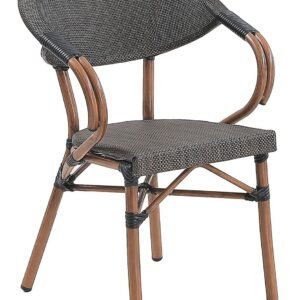 Sillón NERJA, apilable, aluminio, teslin marrón