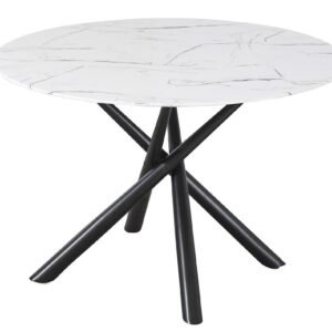 Mesa SAHARA, metal negro, tapa de cristal templado, 120 cms de diámetro