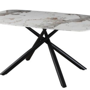 Mesa JAZZ, metal negro, tapa de cristal templado, 160x90 cms