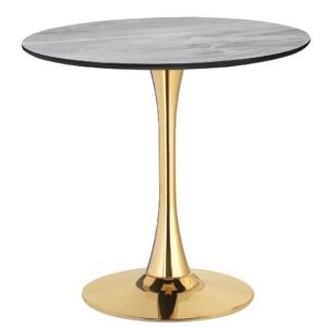 Mesa TUL, base de metal dorada, tapa laminada, 90 cms de diámetro