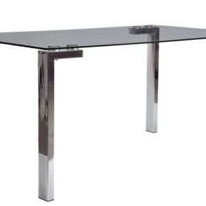 Mesa LAINEY 140 (M), cromada, cristal, 140x80 cms