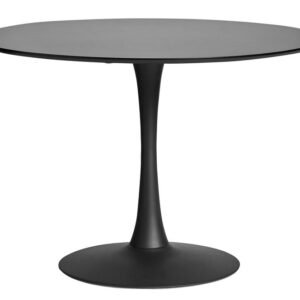 Mesa TUL (TO), base de metal, tapa lacada negra, 100 cms de diámetro