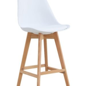 Taburete TORRE (SU), madera, blanco, cojín blanco