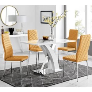 Silla PENÉLOPE, cromada, tapizada similpiel ocre