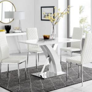 Silla PENÉLOPE, cromada, tapizada similpiel blanca