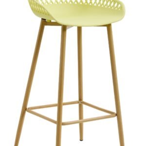 Taburete STRAUSS, metal, polipropileno amarillo pastel