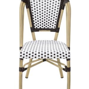 Silla PARIS, apilable, aluminio, ratán blanco y marrón