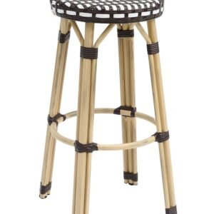 Taburete PARIS, apilable, aluminio, ratán blanco y marrón