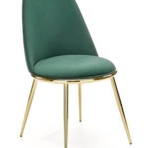 Silla TAVIRA, metal, cromado dorado, tapizado velvet verde oscuro
