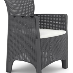 Sillón ILEÓN, polipropileno antracita, cojín beige