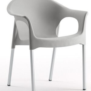 Sillón NILO, aluminio, apilable, polipropileno gris*
