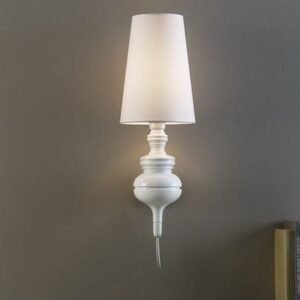 Lámpara LOUVRE, aplique de pared, blanca, pantalla blanca