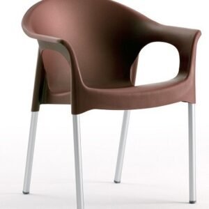 Sillón NILO, aluminio, apilable, polipropileno chocolate*