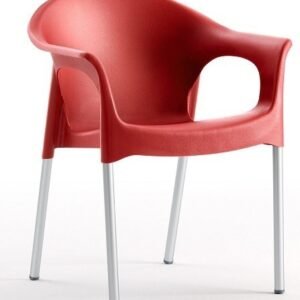 Sillón NILO, aluminio, apilable, polipropileno rojo*