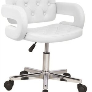 Sillón PARADISE, giratorio, cromado, tapizado blanco