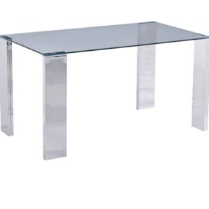 Mesa BETSY, acero inoxidable, cristal templado, 160x90 cms