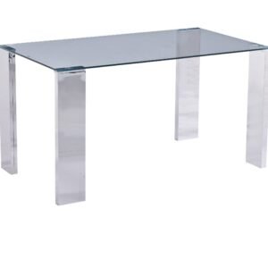 Mesa BETSY, acero inoxidable, cristal templado, 160x90 cms