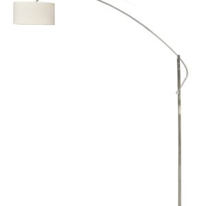 Lámpara OMEGA, pie de salón, cromada, mármol, pantalla blanca