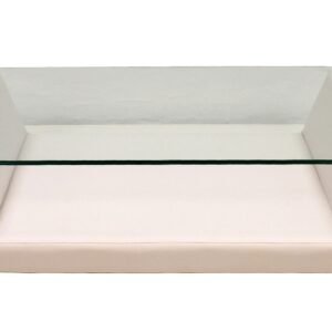 Mesa KATE, baja, cristal, blanca, 120x60 cms