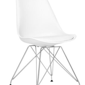 Silla BELLA (SU), cromada, carcasa y cojín blanco