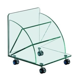Mesa COIMBRA, baja, ruedas, cristal, 38*38*43 cms