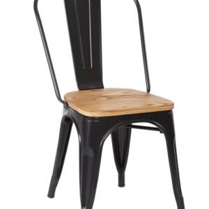 Silla TOL, acero, madera, negra