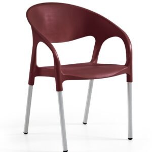 Sillón MOON, aluminio, polipropileno burdeos*