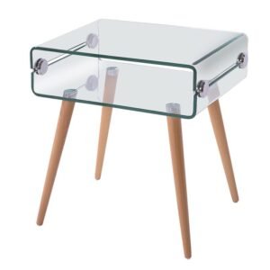 Mesa HOLANDA, madera, cristal, 55x40 cms