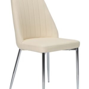 Silla MAXIM, cromada, tapizada en similpiel beige