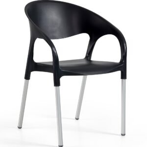 Sillón MOON, aluminio, polipropileno negro*