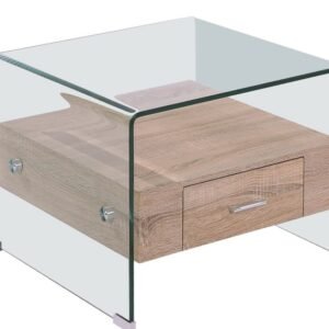 Mesa MARILYN, baja, madera, cristal, 50x50 cms