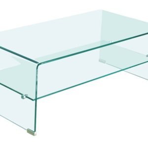 Mesa CHALLENGER, baja, cristal curvado, 110x55 cms