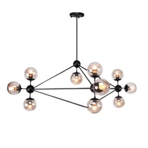 Lámpara MENCIA, colgante, metal negro, 10 luces