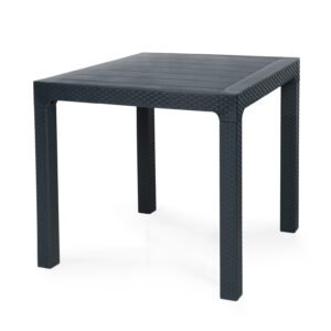 Mesa TROPICAL, ratán, polipropileno antracita, 80 x 80 cms