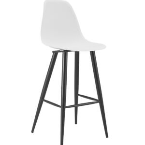 Taburete CLUNY, metal epoxi negro, polipropileno blanco