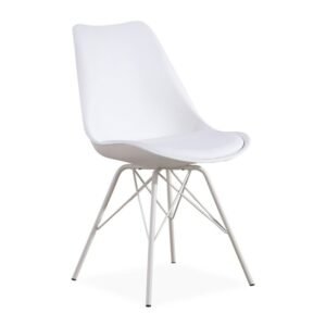Silla BELLA NEW BBB, base blanca, carcasa y cojín blanco